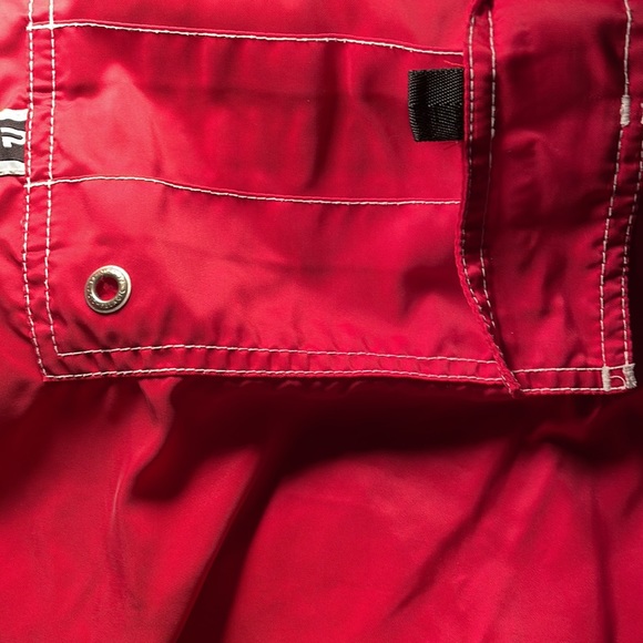 Pelagic Red with Navy & White Men’s Swim Trunks with Velcro and Drawstring Waist - Picture 4 of 11